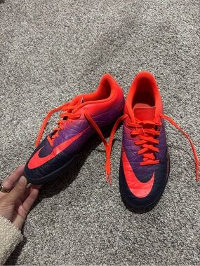Nike indoor soccer cleats- Purple and Orange Turf training Shoes